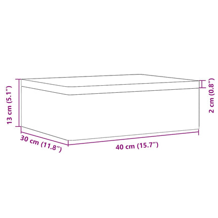 trækasse med låg sort 40x30x13 cm massivt træ fyrretræ