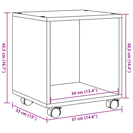 rulleskab 37x33x42,5 cm konstrueret træ hvid