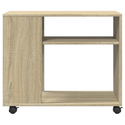 sidebord med hjul 70x35x60 cm konstrueret træ sonoma-eg