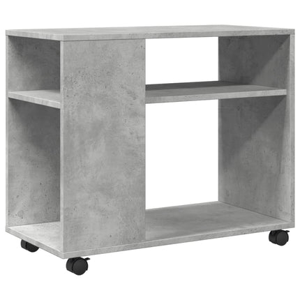 sidebord med hjul 70x35x60 cm konstrueret træ betongrå