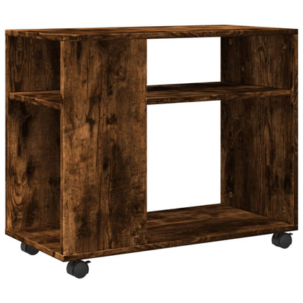 sidebord med hjul 70x35x60 cm konstrueret træ røget egetræ