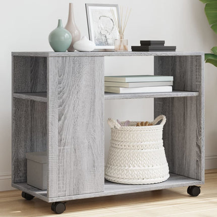sidebord med hjul 70x35x60 cm konstrueret træ grå sonoma-eg
