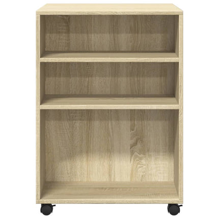 sidebord med hjul 55x60x78 cm konstrueret træ sonoma-eg