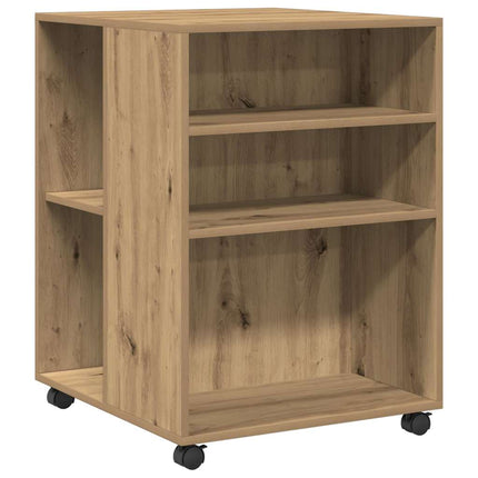 sidebord med hjul 55x60x78 cm konstrueret træ egetræsfarve