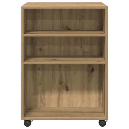 sidebord med hjul 55x60x78 cm konstrueret træ egetræsfarve