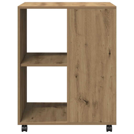 sidebord med hjul 55x60x78 cm konstrueret træ egetræsfarve
