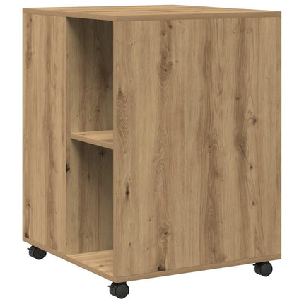 sidebord med hjul 55x60x78 cm konstrueret træ egetræsfarve