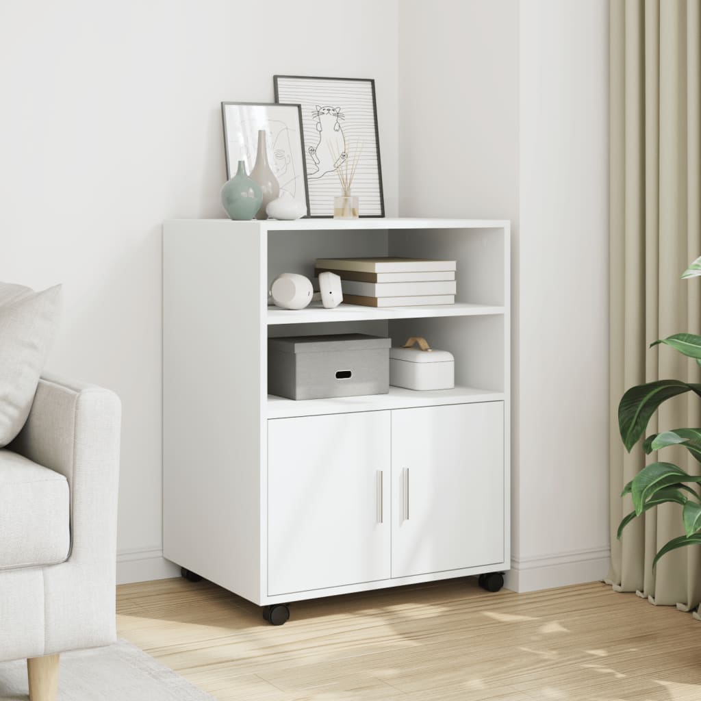 rullebord 60x48x81 cm konstrueret træ hvid