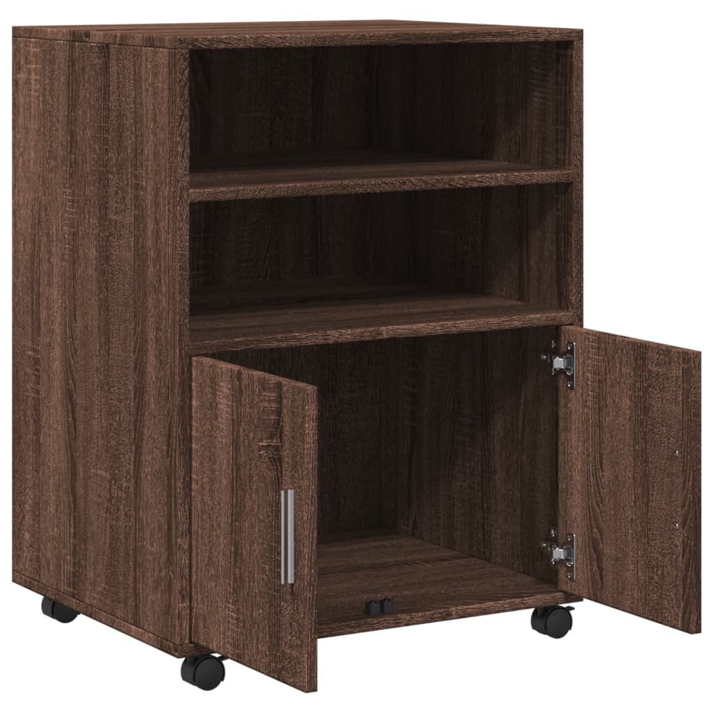 rullebord 60x48x81 cm konstrueret træ brun egetræsfarve