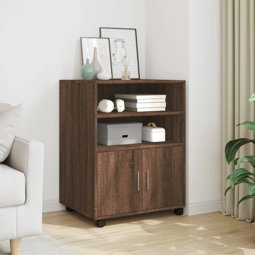 rullebord 60x48x81 cm konstrueret træ brun egetræsfarve