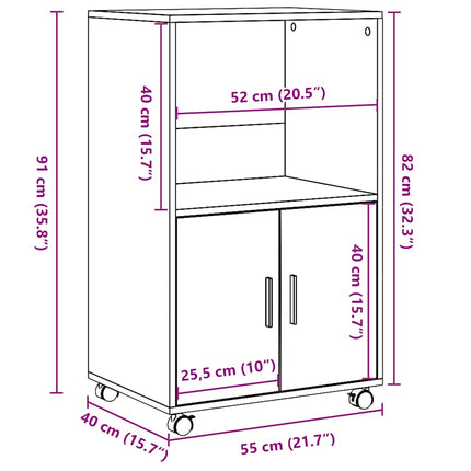 rullebord 55x40x91 cm konstrueret træ sonoma-eg