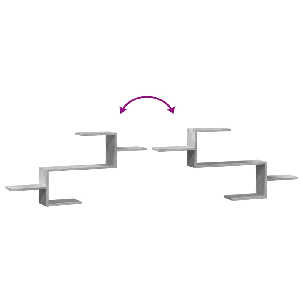 væghylde 104x15x49 cm konstrueret træ betongrå