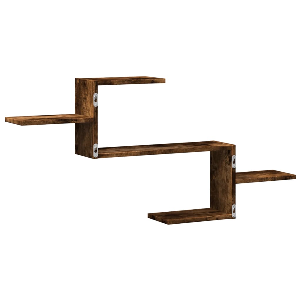 væghylde 104x15x49 cm konstrueret træ røget egetræsfarve