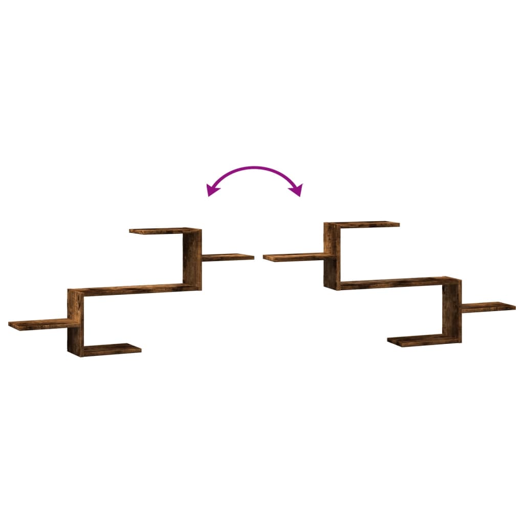væghylde 104x15x49 cm konstrueret træ røget egetræsfarve
