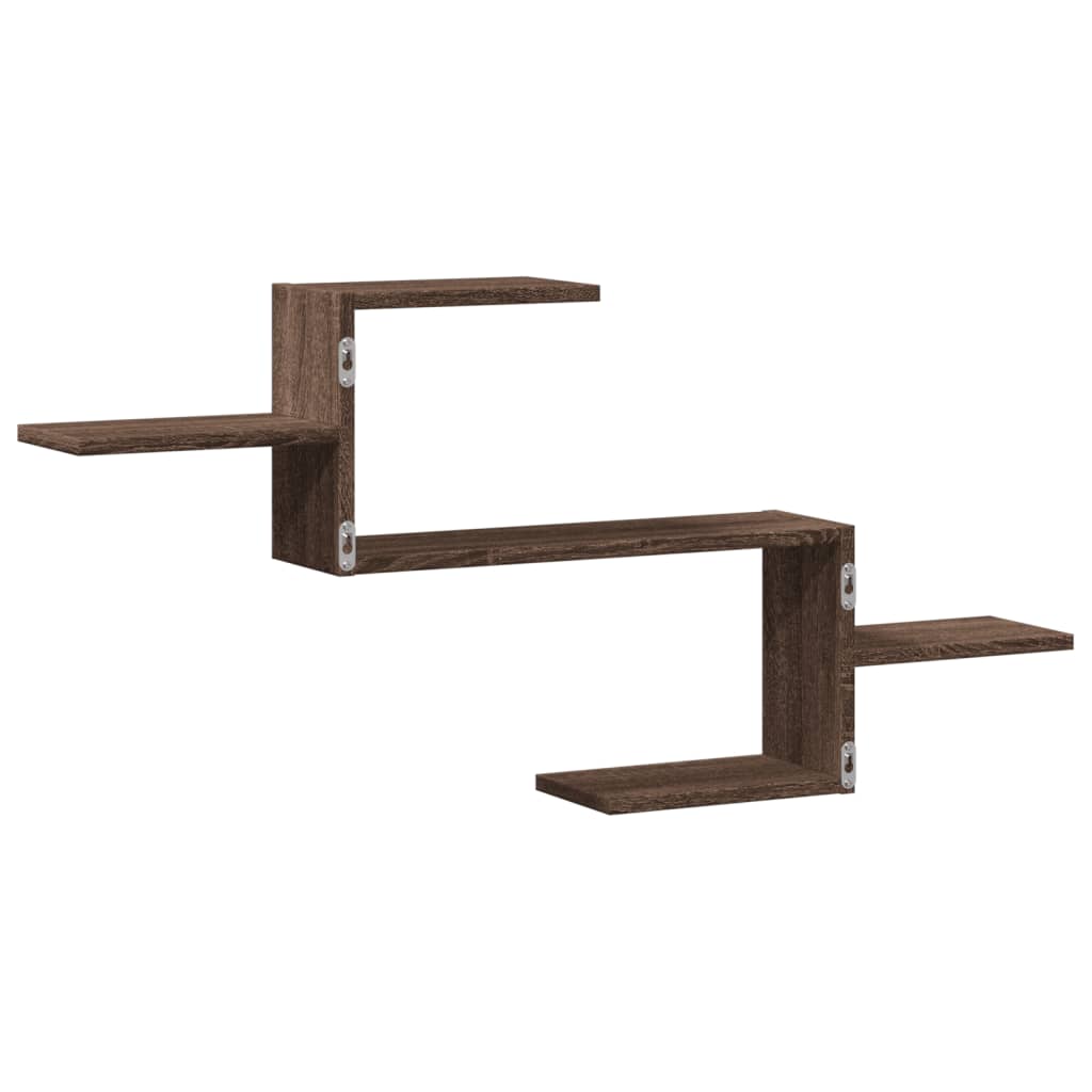 væghylde 104x15x49 cm konstrueret træ brun egetræsfarve