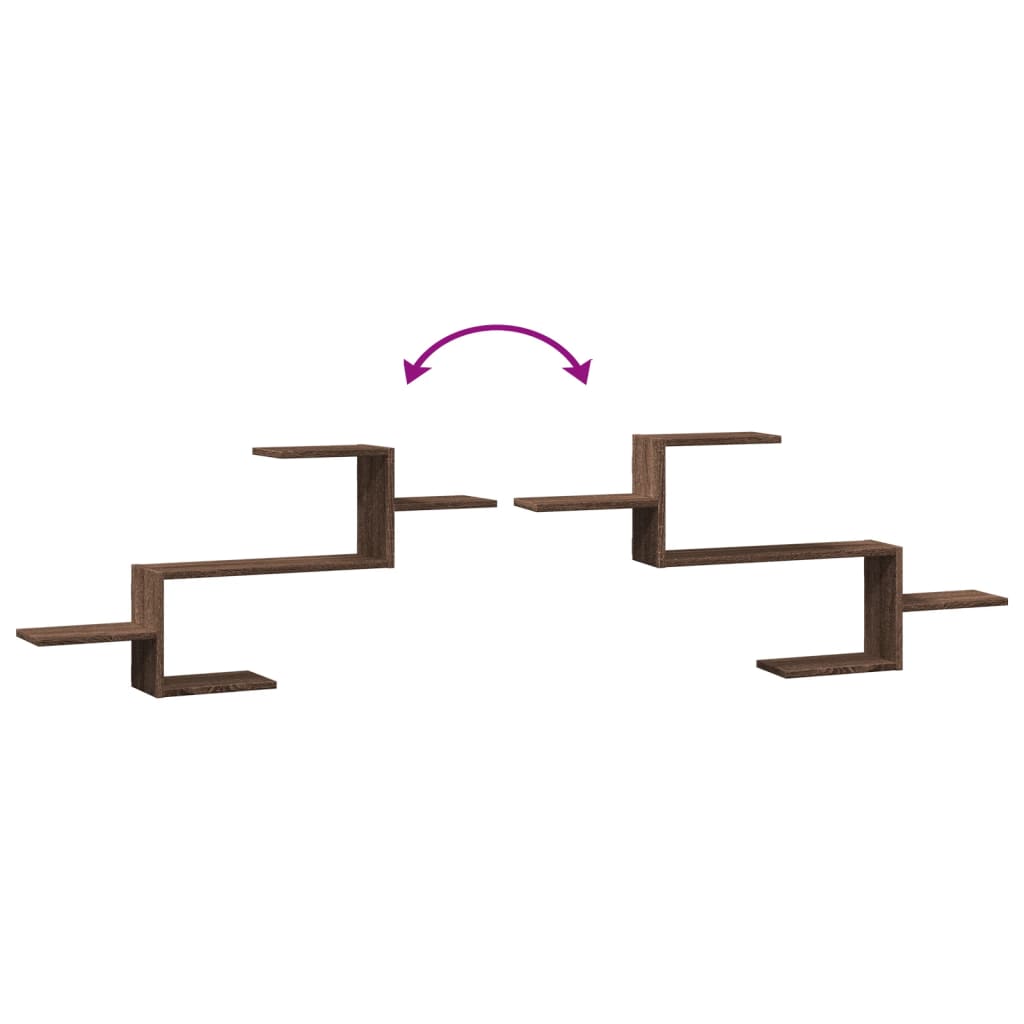 væghylde 104x15x49 cm konstrueret træ brun egetræsfarve