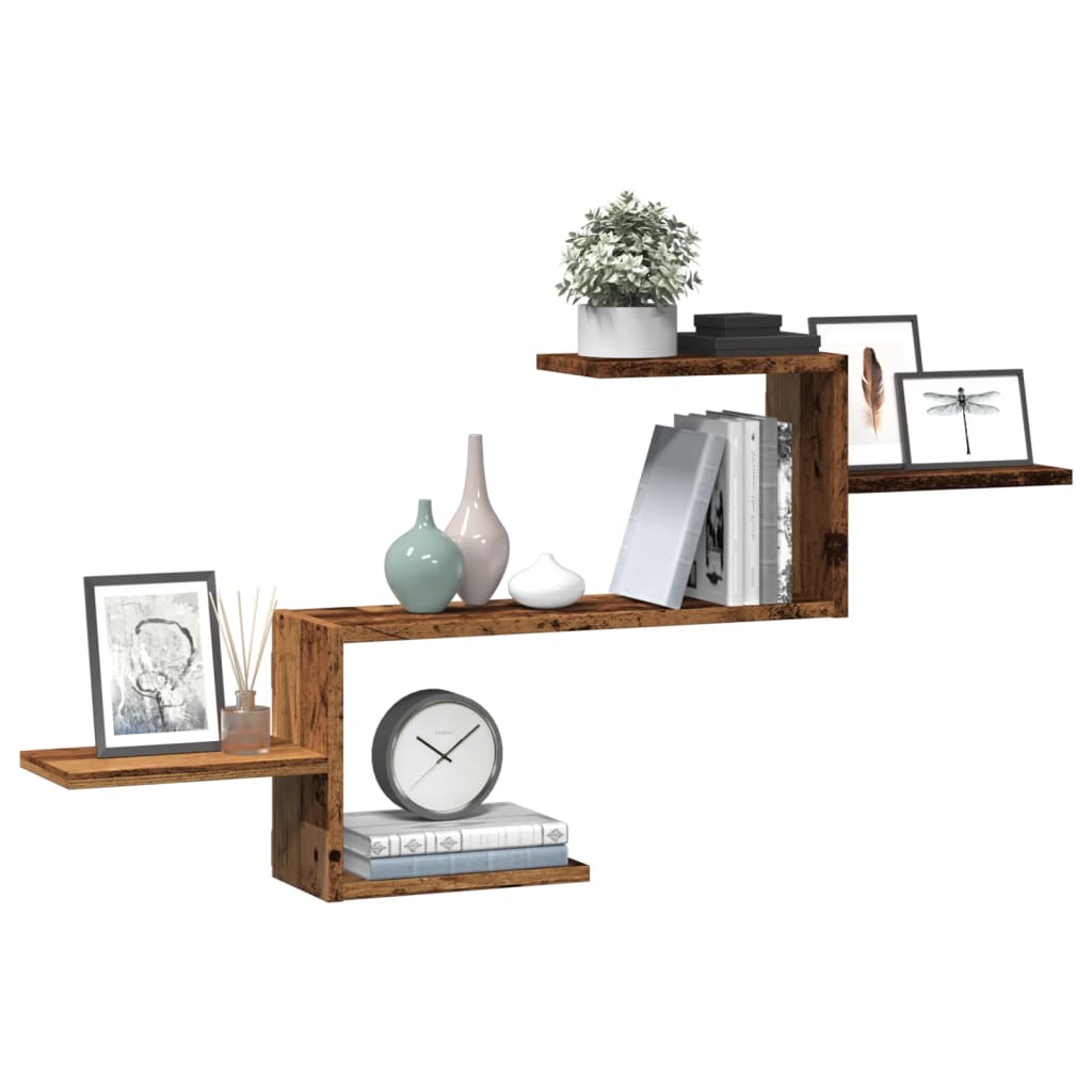 væghængt 104x15x49 cm konstrueret træ gammelt træ-look