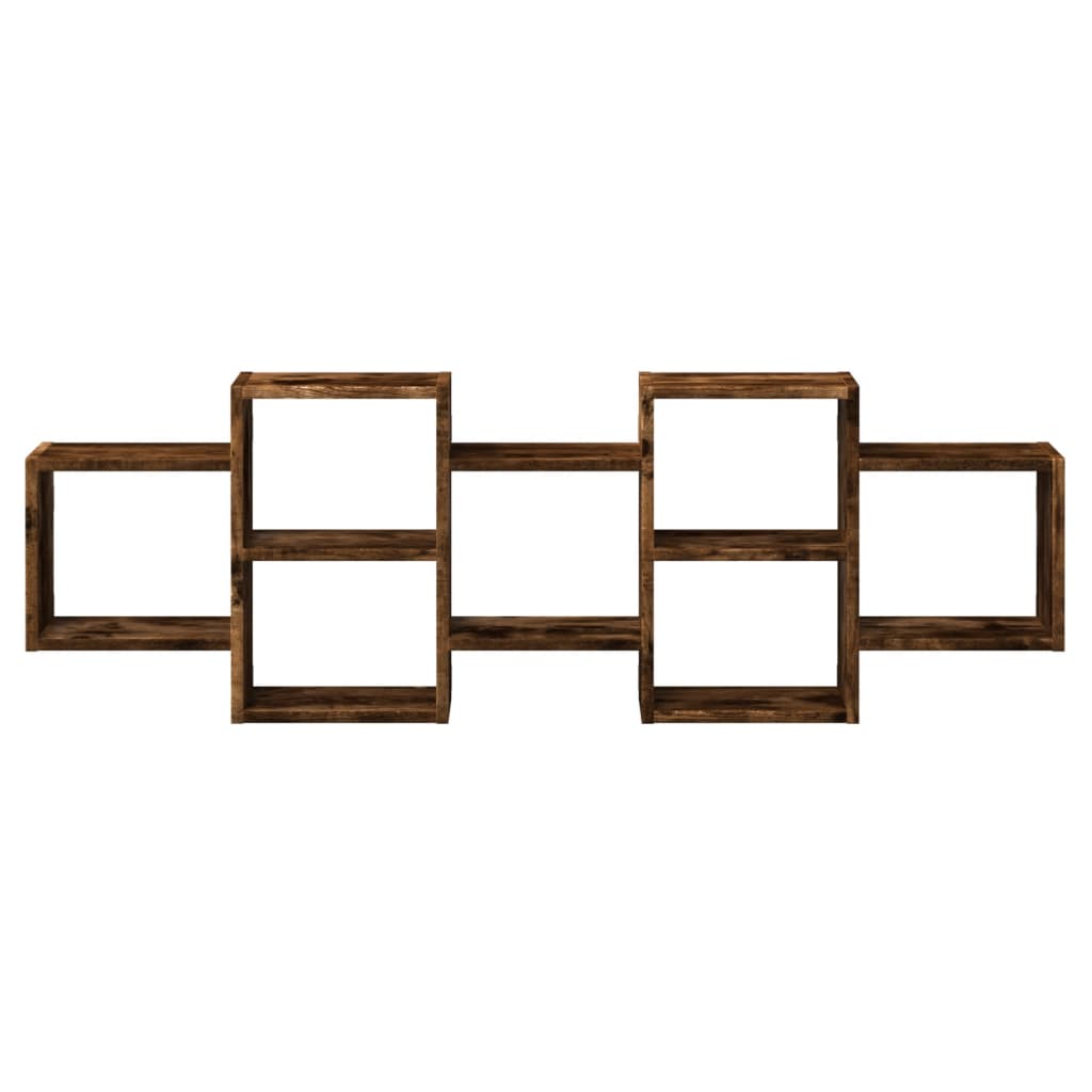 væghylde 129x18x42 cm konstrueret træ røget egetræsfinish