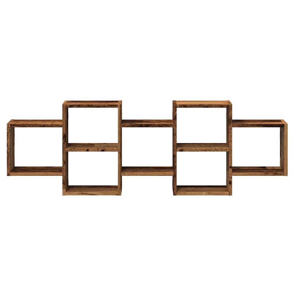 væghylde 129x18x42 cm konstrueret træ gammelt træ-look