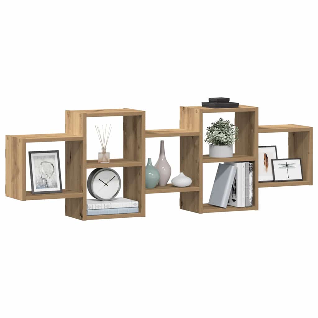 væghylde 129x18x42 cm konstrueret træ egetræsfarve