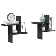 væghylder 2 stk. 38x12x38 cm konstrueret træ sort