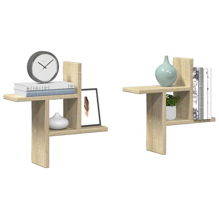 væghængte hylder 2 stk. 38x12x38 cm konstrueret træ sonoma-eg