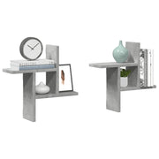 væghylder 2 stk. 38x12x38 cm konstrueret træ betongrå