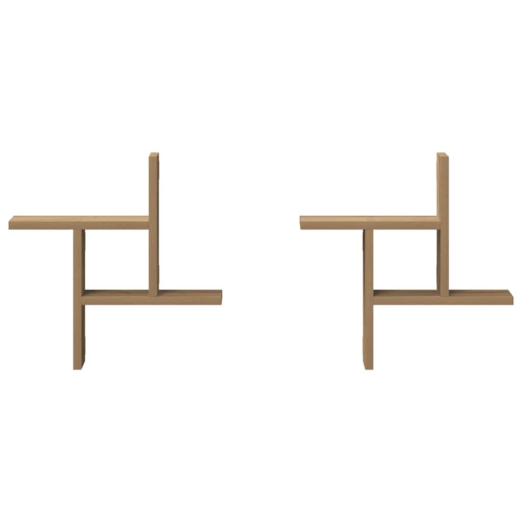 væghylder 2 stk. 38x12x38 cm konstrueret træ egetræsfarve