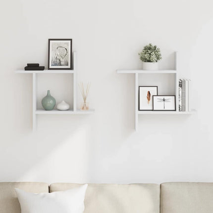 væghængte kubehylder 2 stk. 50x12x50 cm konstrueret træ hvid