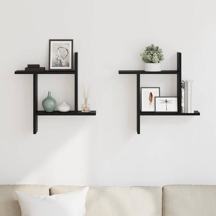 væghængte kubehylder 2 stk. 50x12x50 cm konstrueret træ sort