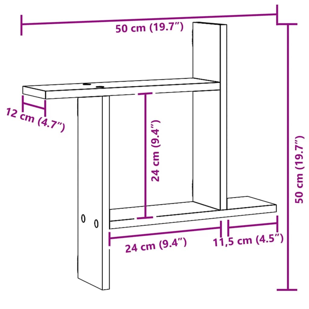 plantestativer 2 stk. 50x12x50 cm konstrueret træ egetræsfarve