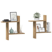 plantestativer 2 stk. 50x12x50 cm konstrueret træ egetræsfarve