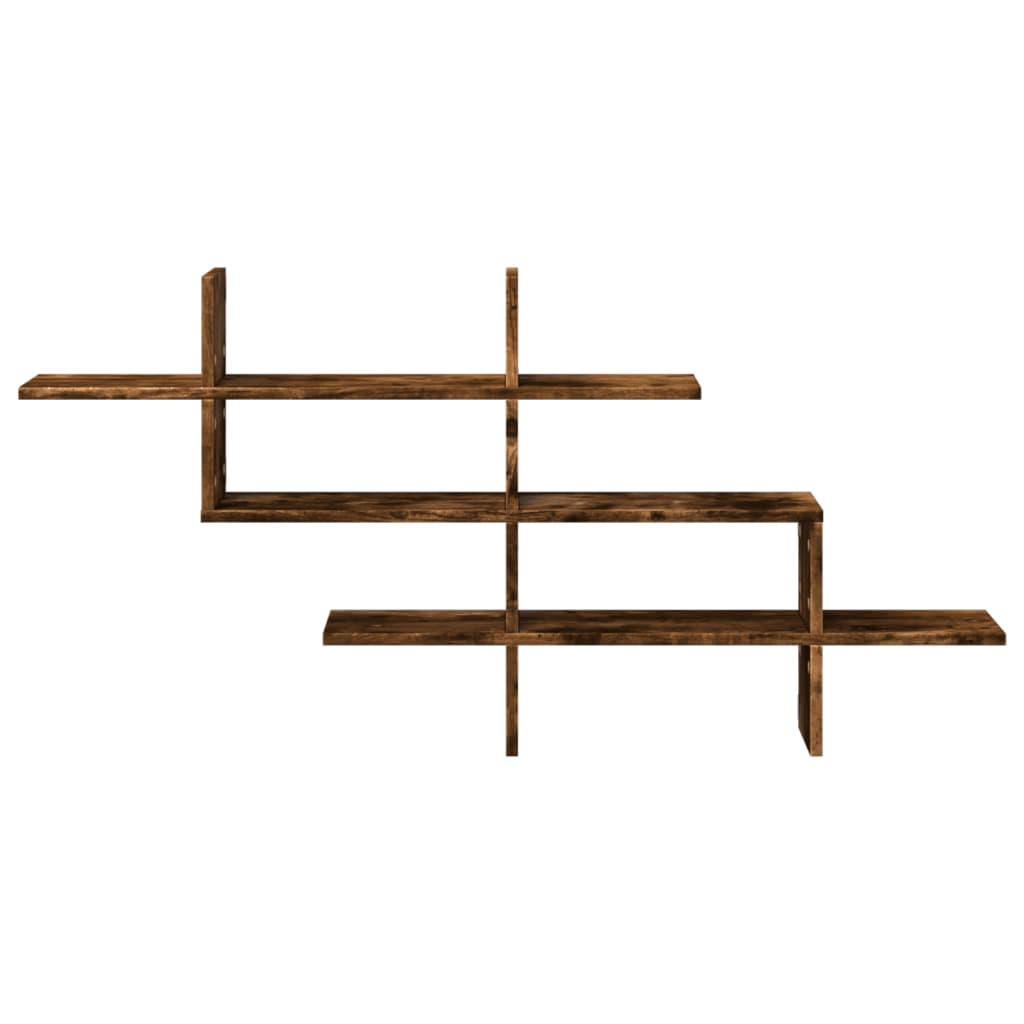 væghylde 124,5x18x60,5 cm konstrueret træ røget egetræsfinish