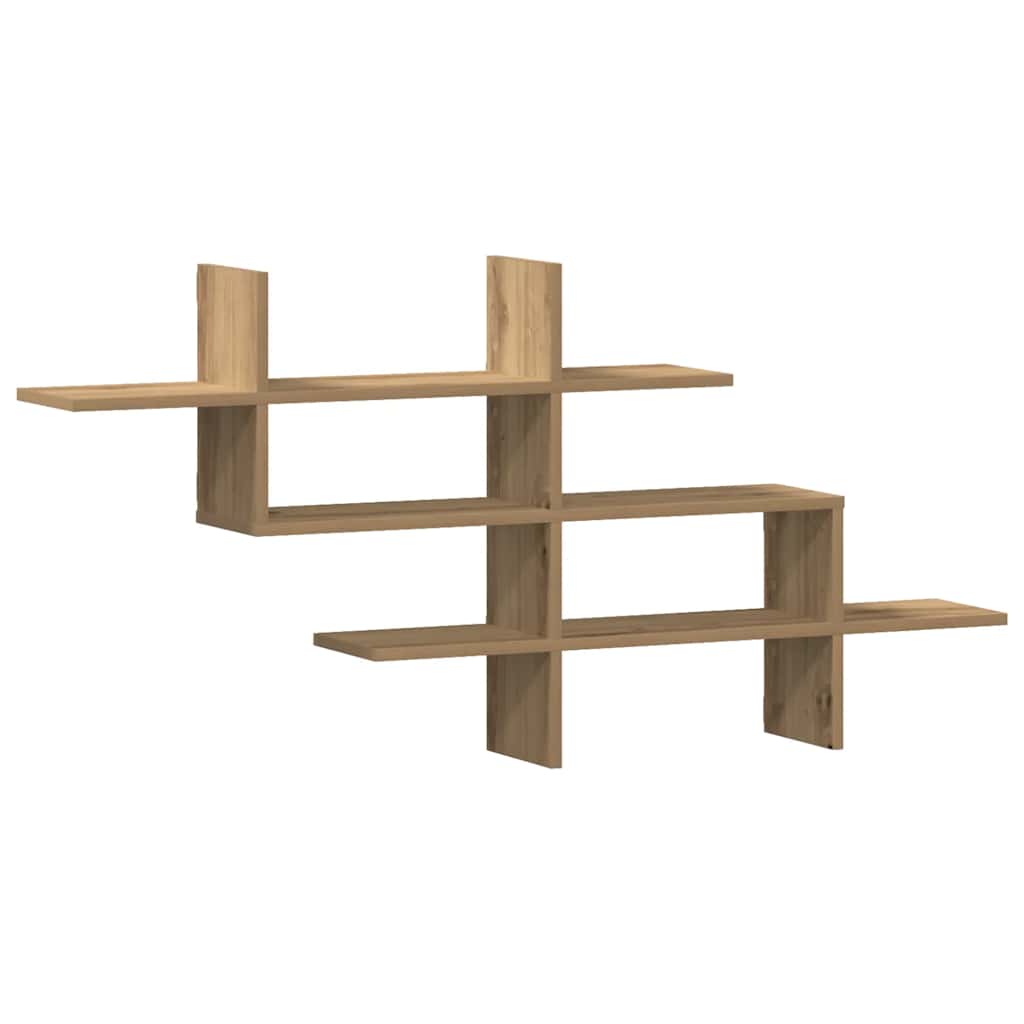 væghylde 124,5x18x60,5 cm konstrueret træ egetræsfarve