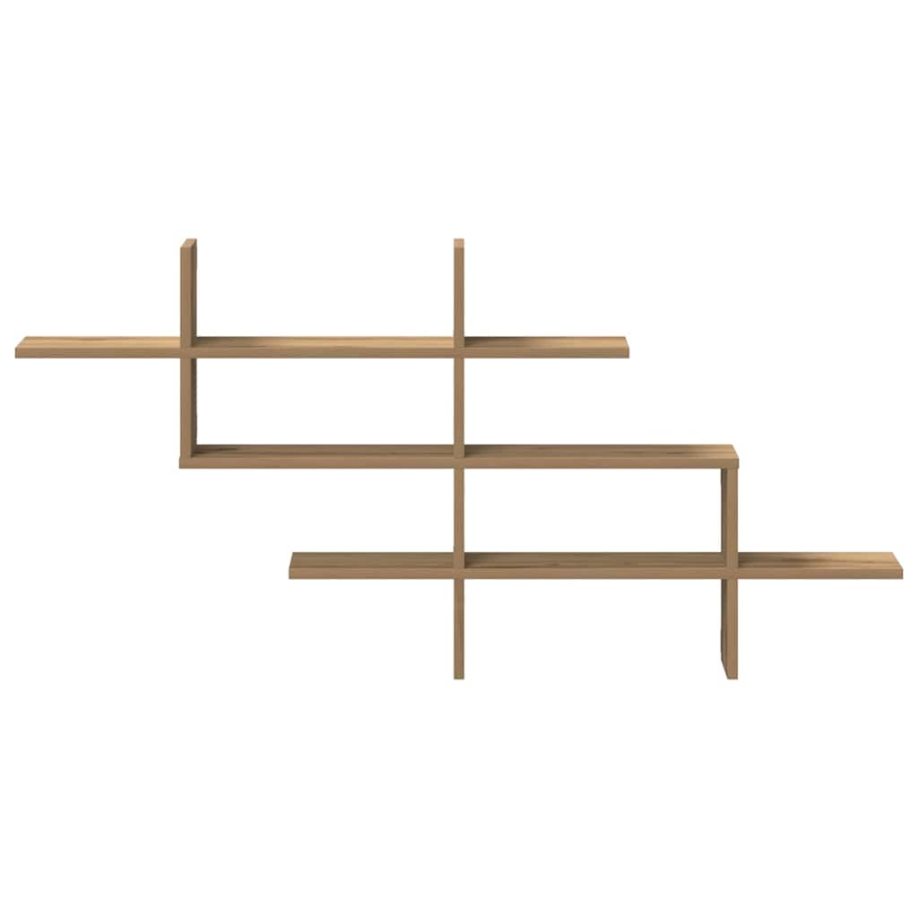 væghylde 124,5x18x60,5 cm konstrueret træ egetræsfarve