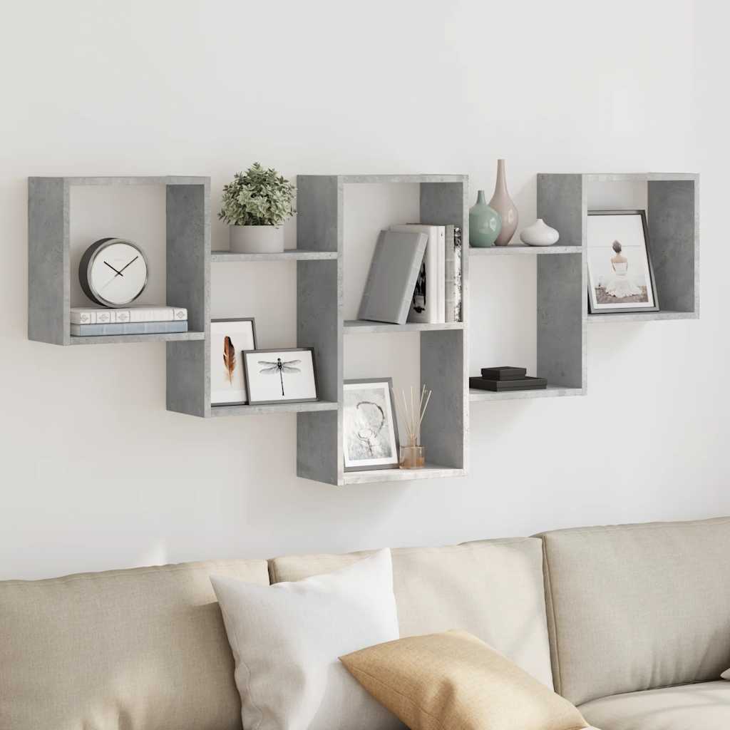 væghylde 159x18x66 cm konstrueret træ betongrå