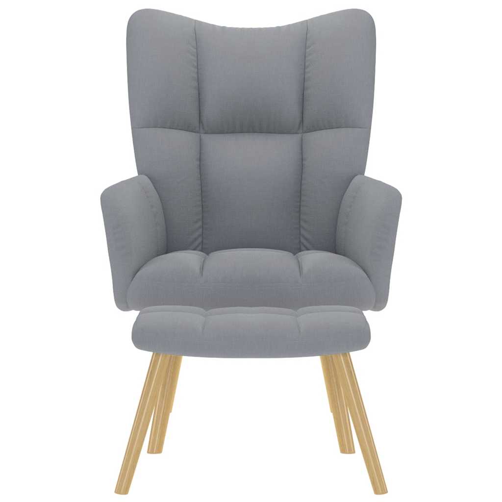 lænestol med fodskammel Stof lysegrå