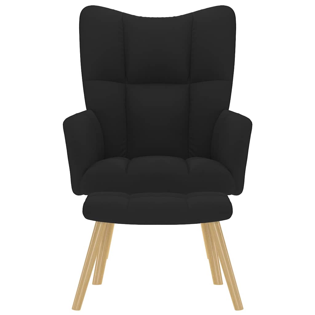 lænestol med fodskammel stof sort