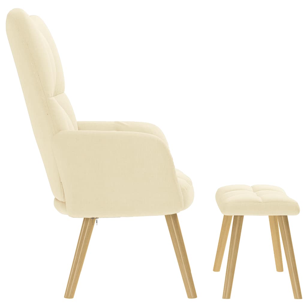 lænestol med fodskammel Stof cremefarvet