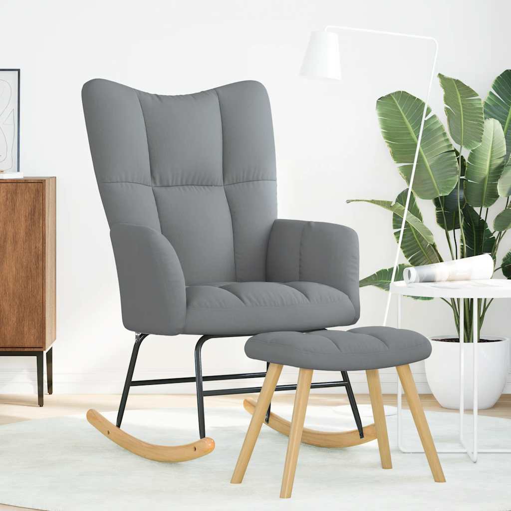 gyngestol med fodskammel stof lysegrå
