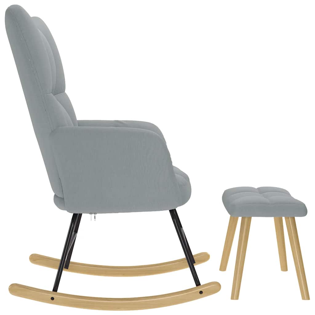 gyngestol med fodskammel stof lysegrå
