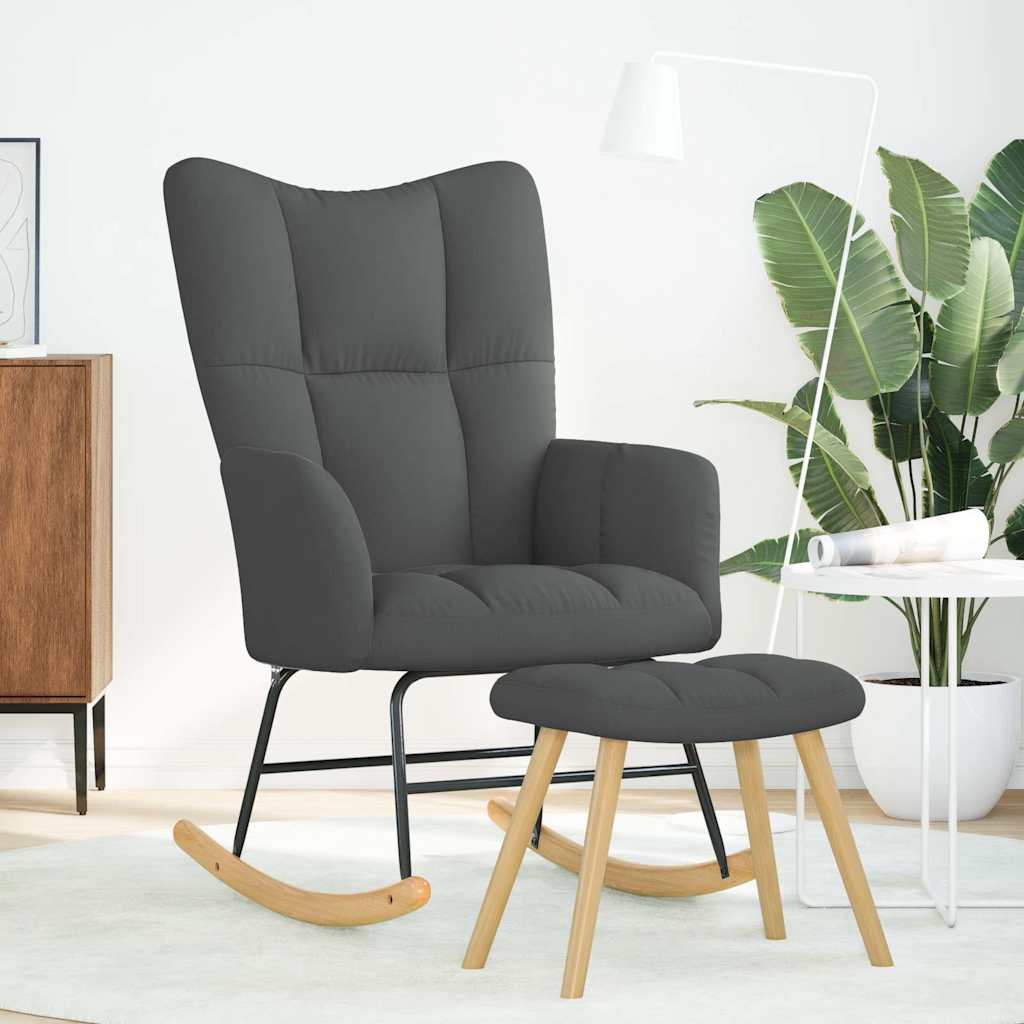 gyngestol med fodskammel stof mørkegrå