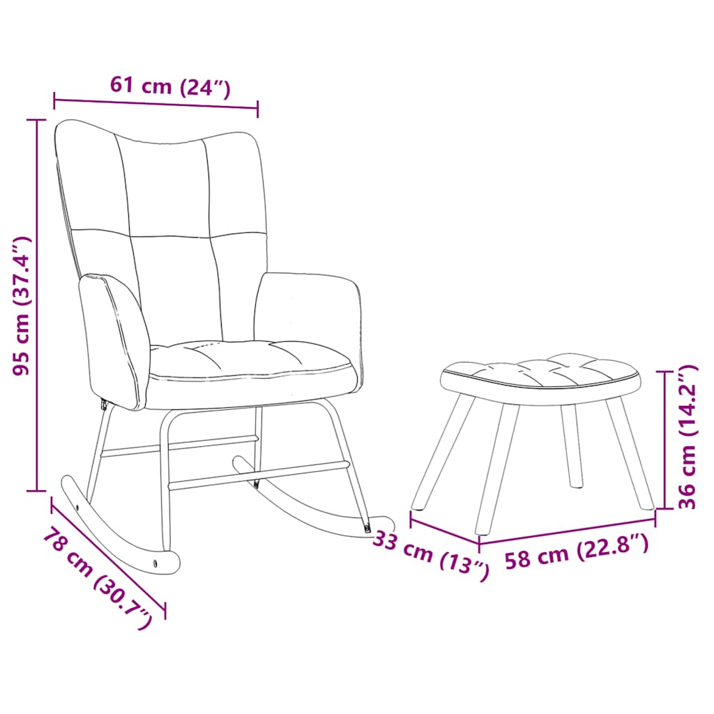 gyngestol med fodskammel stof mørkegrå