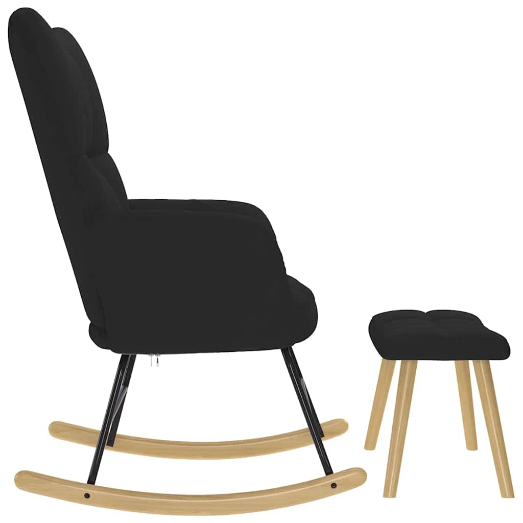 gyngestol med fodskammel stof sort