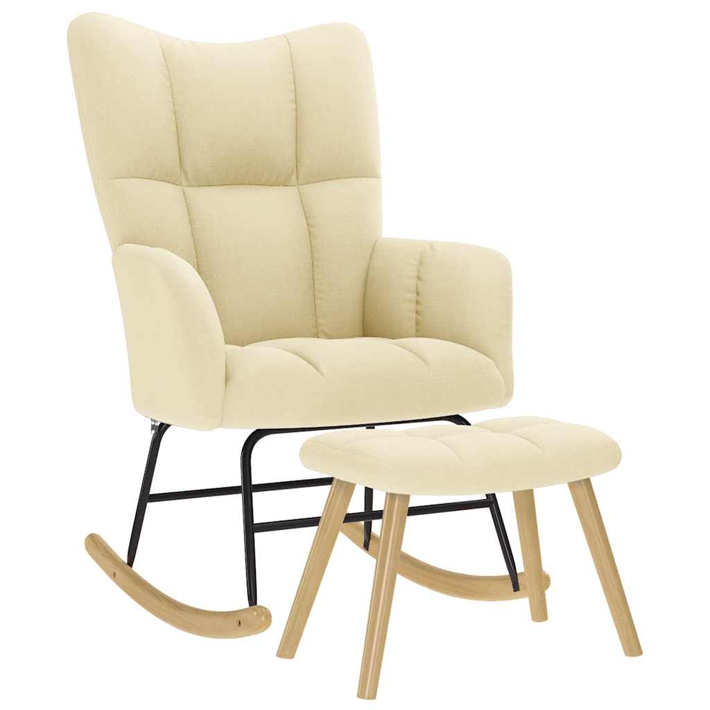 gyngestol med fodskammel stof Cremefarvet