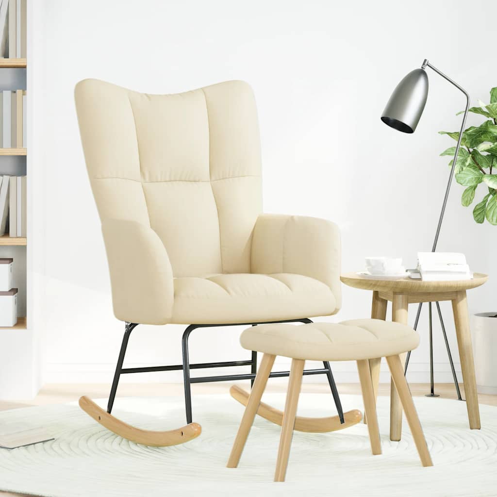 gyngestol med fodskammel stof Cremefarvet