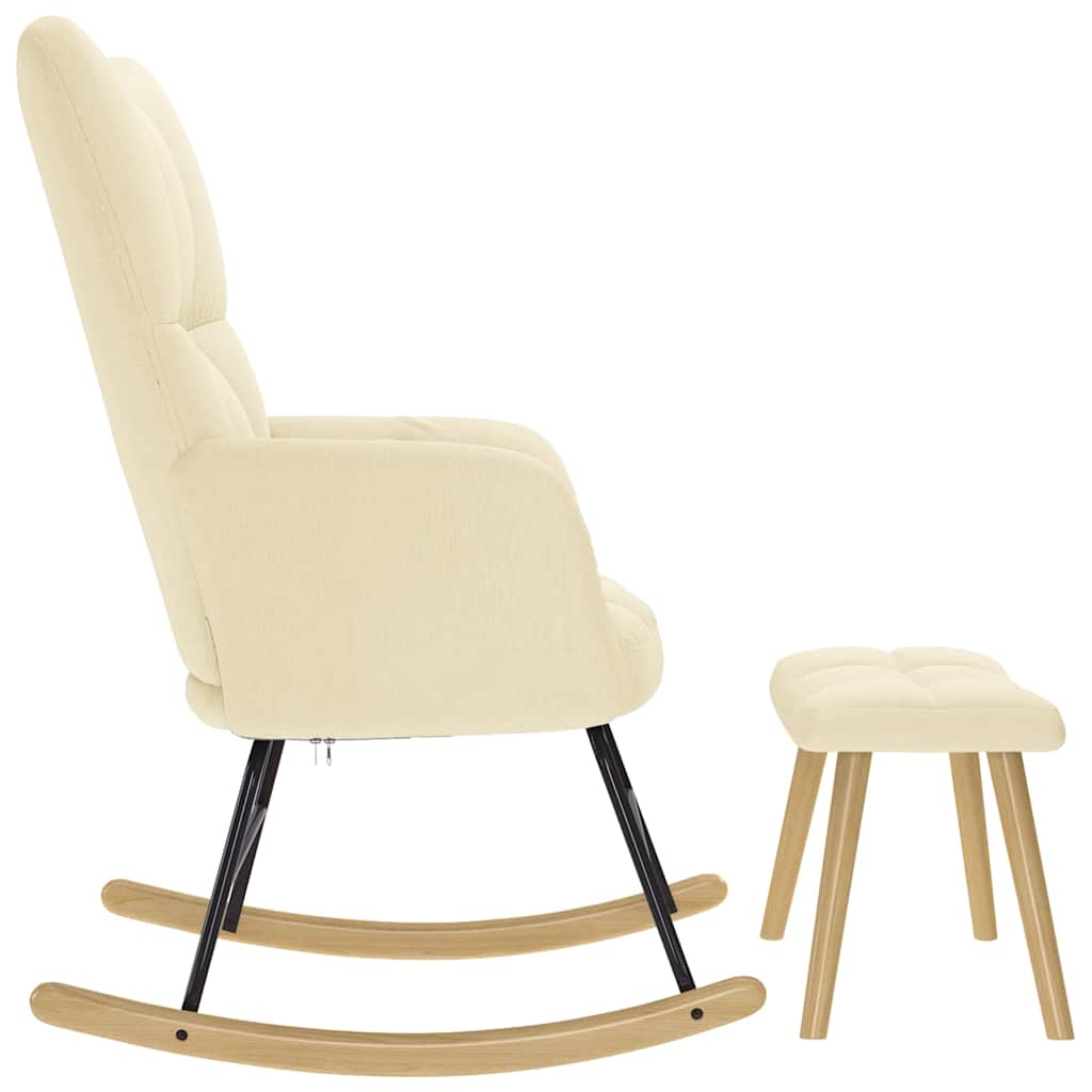 gyngestol med fodskammel stof Cremefarvet