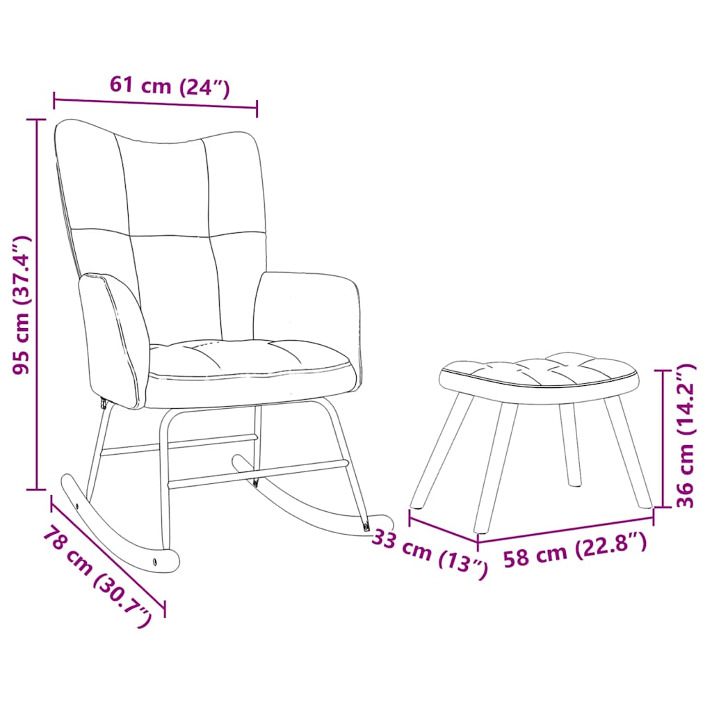 gyngestol med fodskammel stof blå