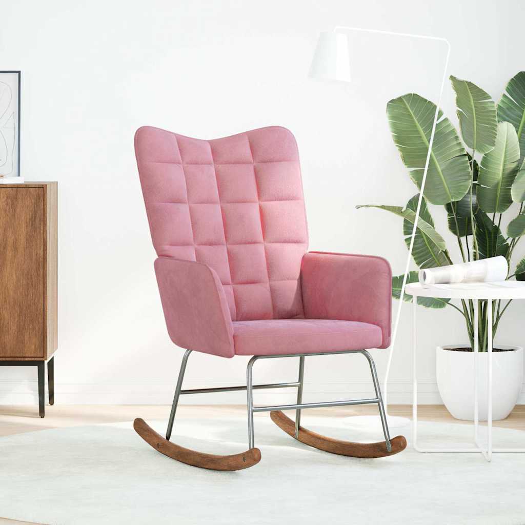 gyngestol fløjl lyserød