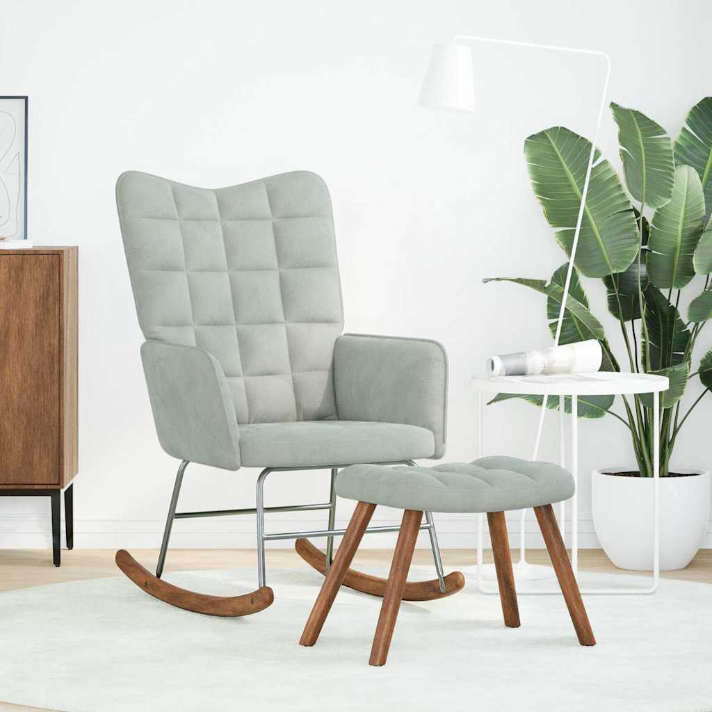 gyngestol med skammel lysegrå fløjl